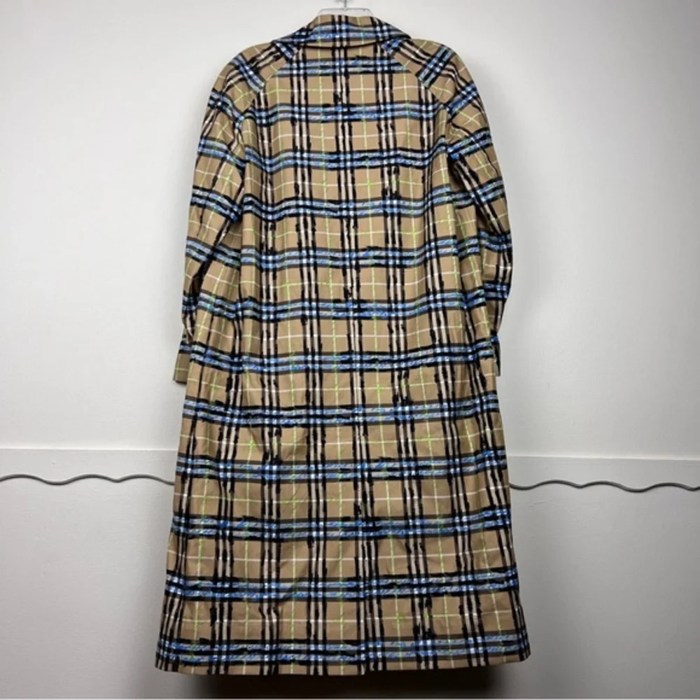 Burberry Calderbrook Scribble Printed Nova Check Long Car Coat Trench - Picture 9 of 13